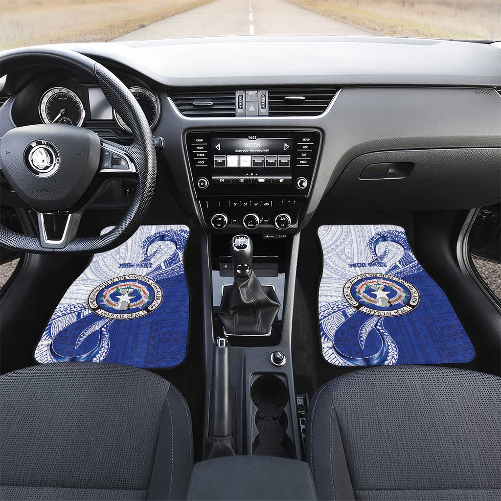 Northern Mariana Islands Car Mats CNMI Seal LT05 Set 2pcs - Front Blue - Polynesian Pride