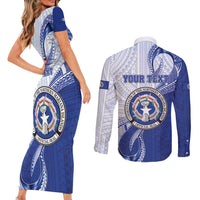 Personalized Northern Mariana Islands Couples Matching Short Sleeve Bodycon Dress and Long Sleeve Button Shirt CNMI Seal LT05 - Polynesian Pride