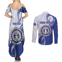 Personalized Northern Mariana Islands Couples Matching Summer Maxi Dress and Long Sleeve Button Shirt CNMI Seal LT05 - Polynesian Pride