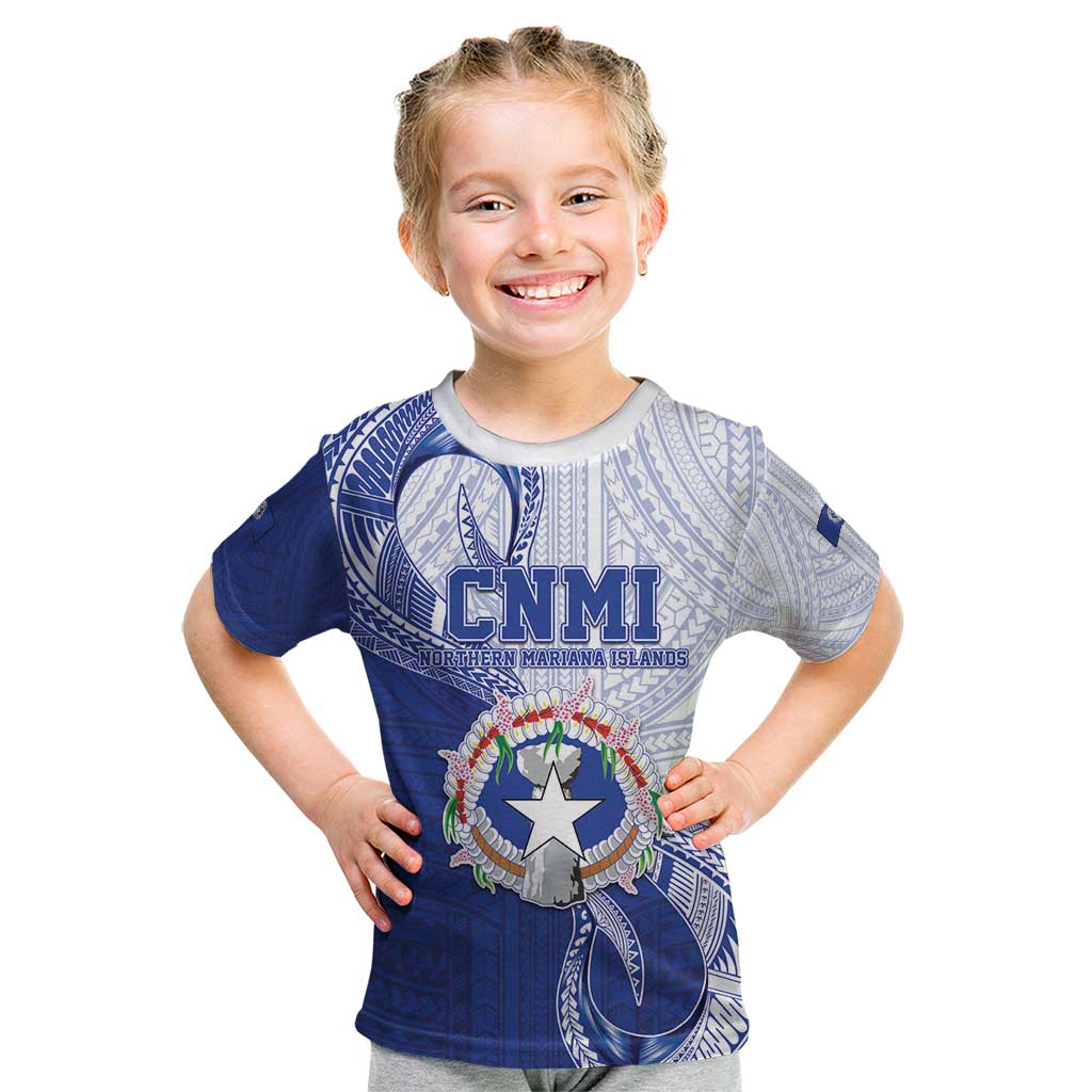 Personalized Northern Mariana Islands Kid T Shirt CNMI Seal LT05 Blue - Polynesian Pride
