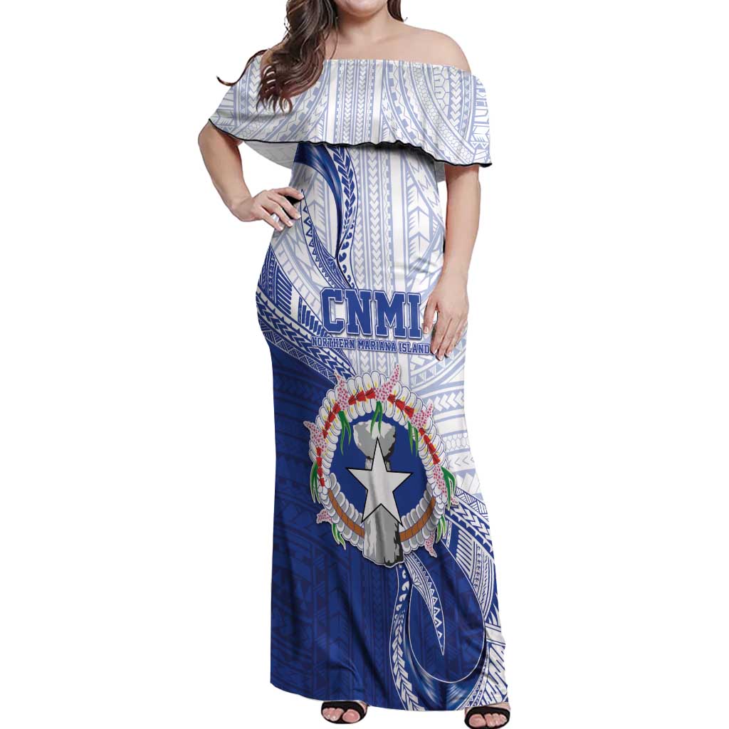 Personalized Northern Mariana Islands Off Shoulder Maxi Dress CNMI Seal