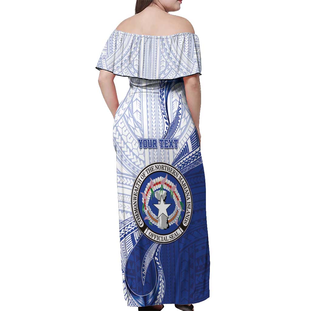 Personalized Northern Mariana Islands Off Shoulder Maxi Dress CNMI Seal LT05 - Polynesian Pride