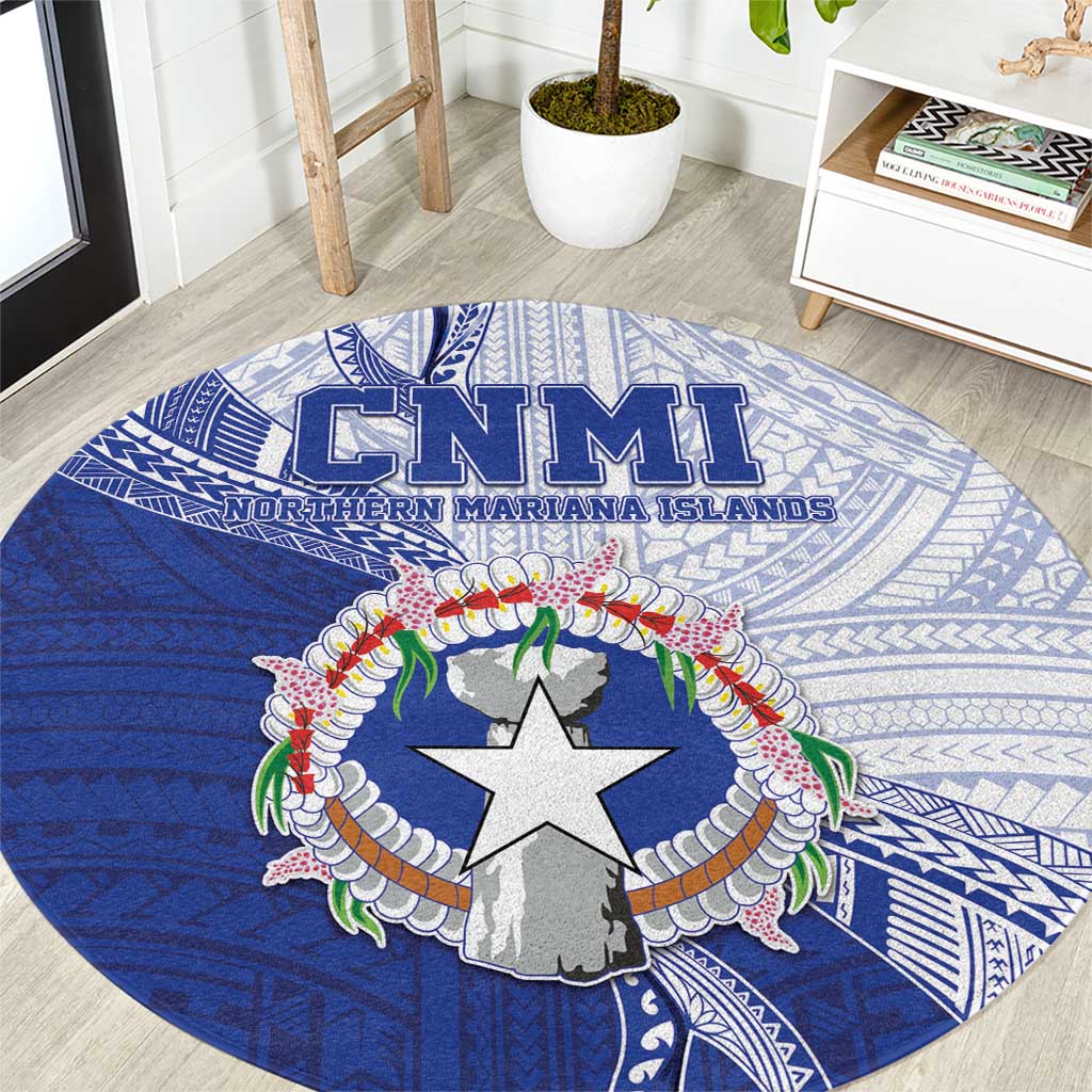 Northern Mariana Islands Round Carpet CNMI Seal LT05 Blue - Polynesian Pride