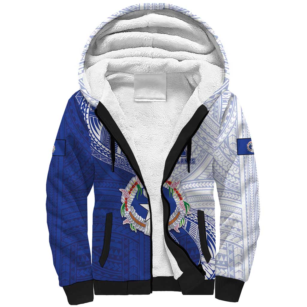 Personalized Northern Mariana Islands Sherpa Hoodie CNMI Seal LT05 Unisex Blue - Polynesian Pride