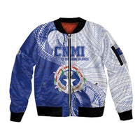 Personalized Northern Mariana Islands Sleeve Zip Bomber Jacket CNMI Seal LT05 Unisex Blue - Polynesian Pride