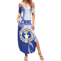 Personalized Northern Mariana Islands Summer Maxi Dress CNMI Seal LT05 Women Blue - Polynesian Pride