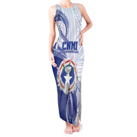 Personalized Northern Mariana Islands Tank Maxi Dress CNMI Seal LT05 Women Blue - Polynesian Pride