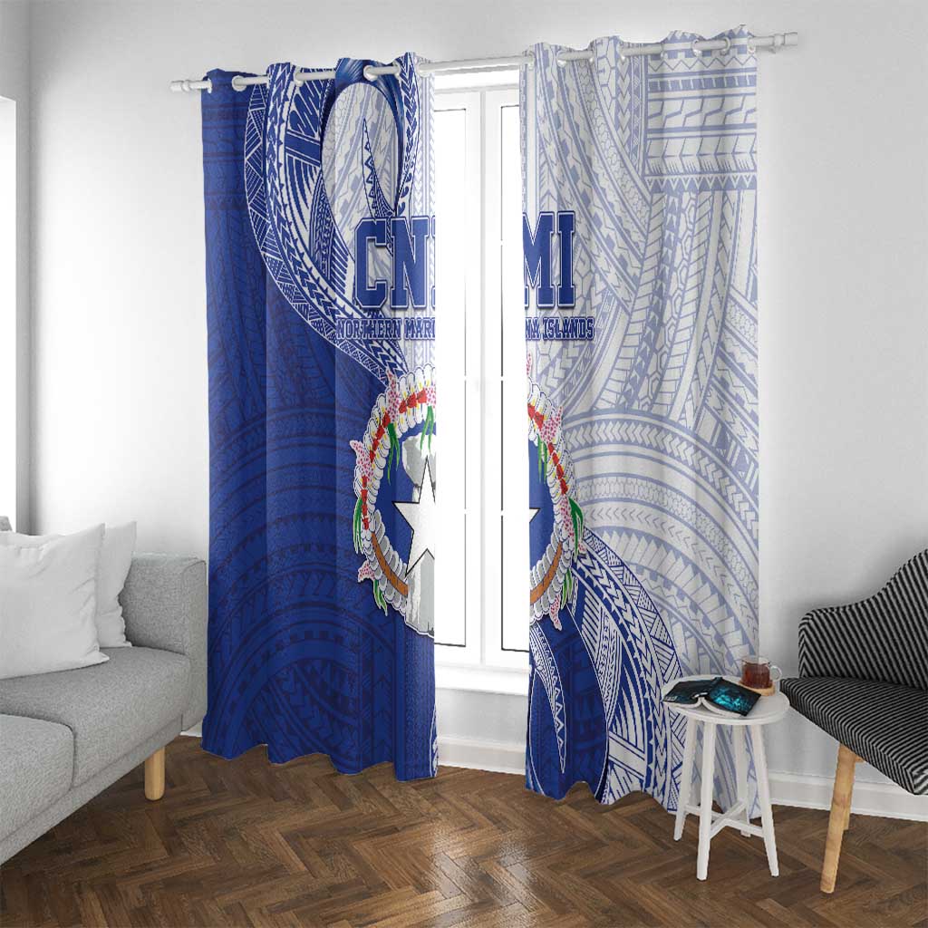 Northern Mariana Islands Window Curtain CNMI Seal LT05 With Grommets Blue - Polynesian Pride