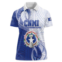 Personalized Northern Mariana Islands Women Polo Shirt CNMI Seal LT05 Female Blue - Polynesian Pride