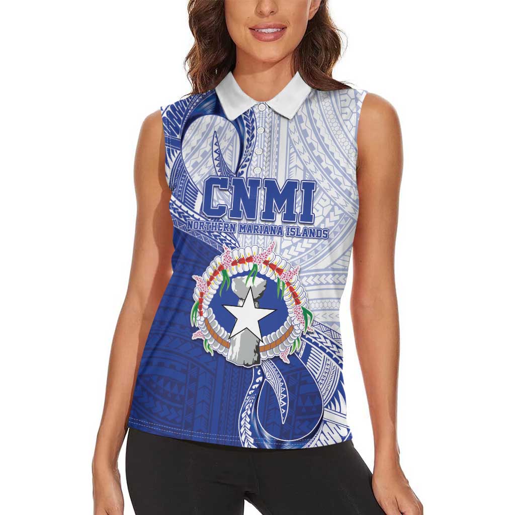 Personalized Northern Mariana Islands Women Sleeveless Polo Shirt CNMI Seal LT05 - Polynesian Pride