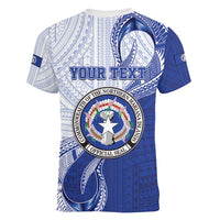 Personalized Northern Mariana Islands Women V-Neck T-Shirt CNMI Seal LT05 - Polynesian Pride