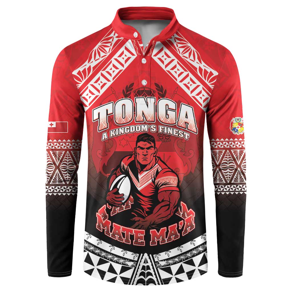 Custom Rugby Tonga MMT Button Sweatshirt Mana O Tonga LT05 Red - Polynesian Pride