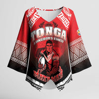Custom Rugby Tonga MMT Kimono Sleeve Blouse Mana O Tonga LT05 Female Red - Polynesian Pride