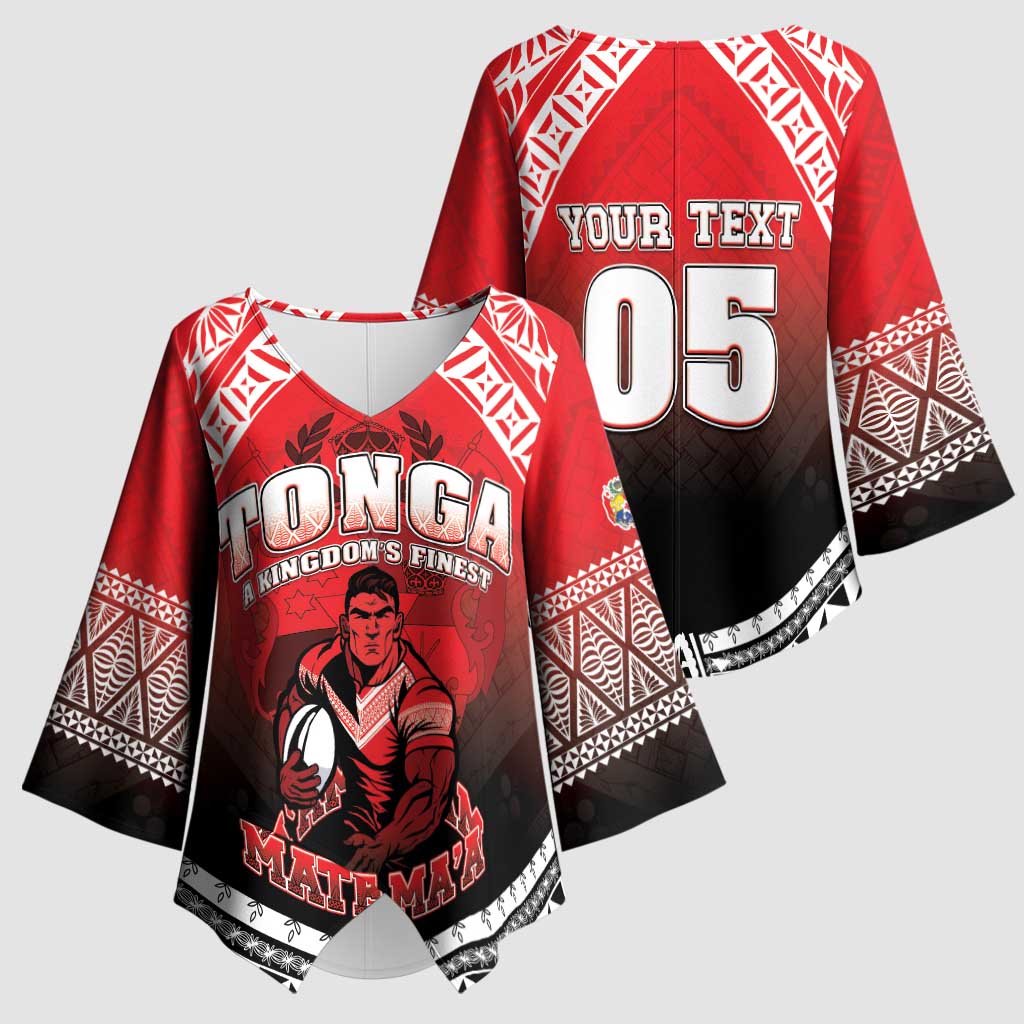 Custom Rugby Tonga MMT Kimono Sleeve Blouse Mana O Tonga LT05 - Polynesian Pride