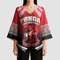 Custom Rugby Tonga MMT Kimono Sleeve Blouse Mana O Tonga LT05 - Polynesian Pride