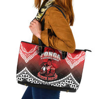 Rugby Tonga MMT Leather Tote Bag Mana O Tonga LT05 Red - Polynesian Pride