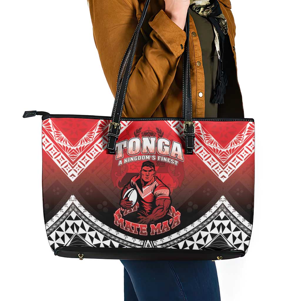 Rugby Tonga MMT Leather Tote Bag Mana O Tonga LT05 - Polynesian Pride
