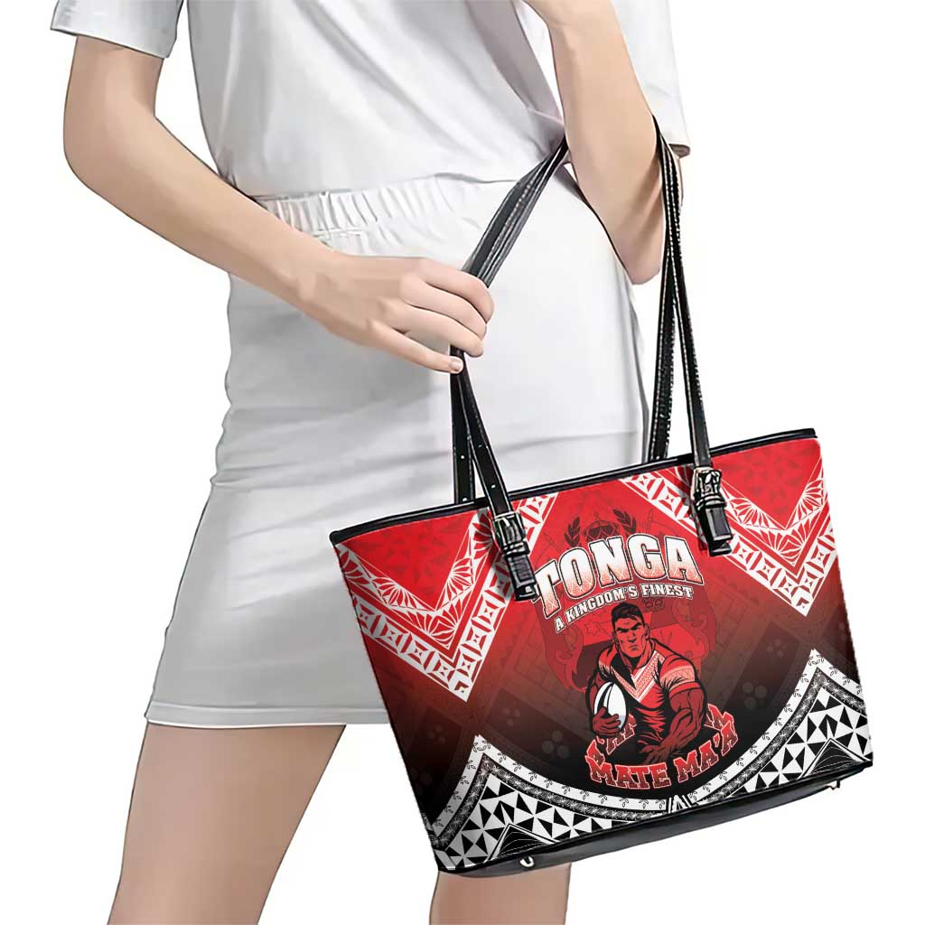 Rugby Tonga MMT Leather Tote Bag Mana O Tonga LT05 - Polynesian Pride