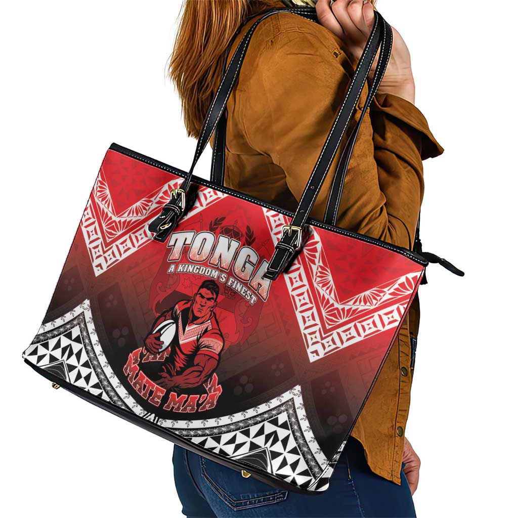 Rugby Tonga MMT Leather Tote Bag Mana O Tonga LT05 - Polynesian Pride