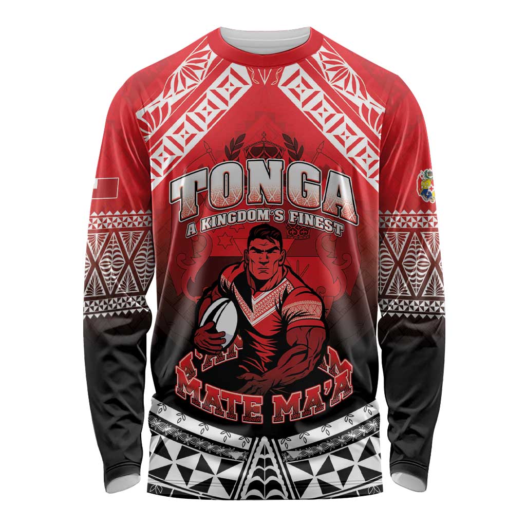 Custom Rugby Tonga MMT Long Sleeve Shirt Mana O Tonga LT05 Unisex Red - Polynesian Pride