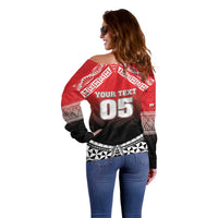 Custom Rugby Tonga MMT Off Shoulder Sweater Mana O Tonga LT05 - Polynesian Pride