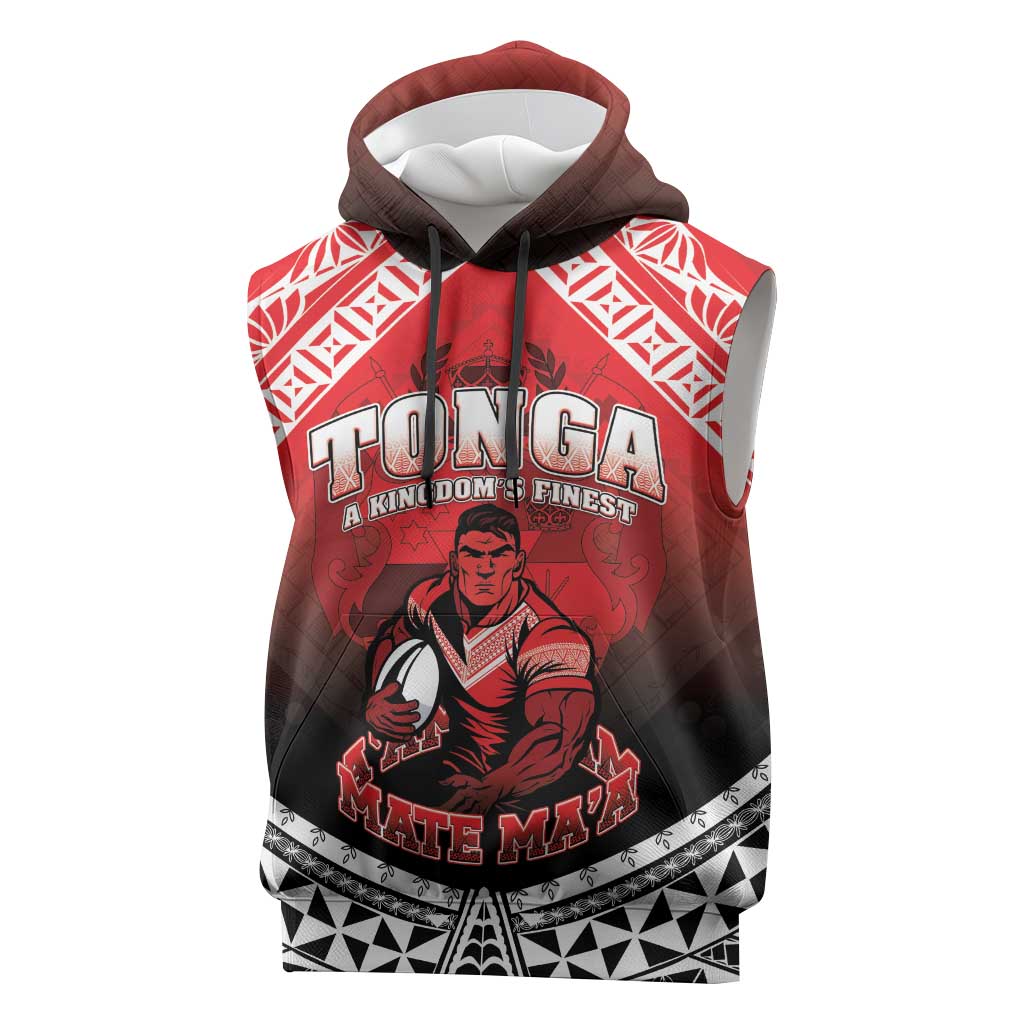 Custom Rugby Tonga MMT Sleeveless Hoodie Mana O Tonga LT05 Red - Polynesian Pride