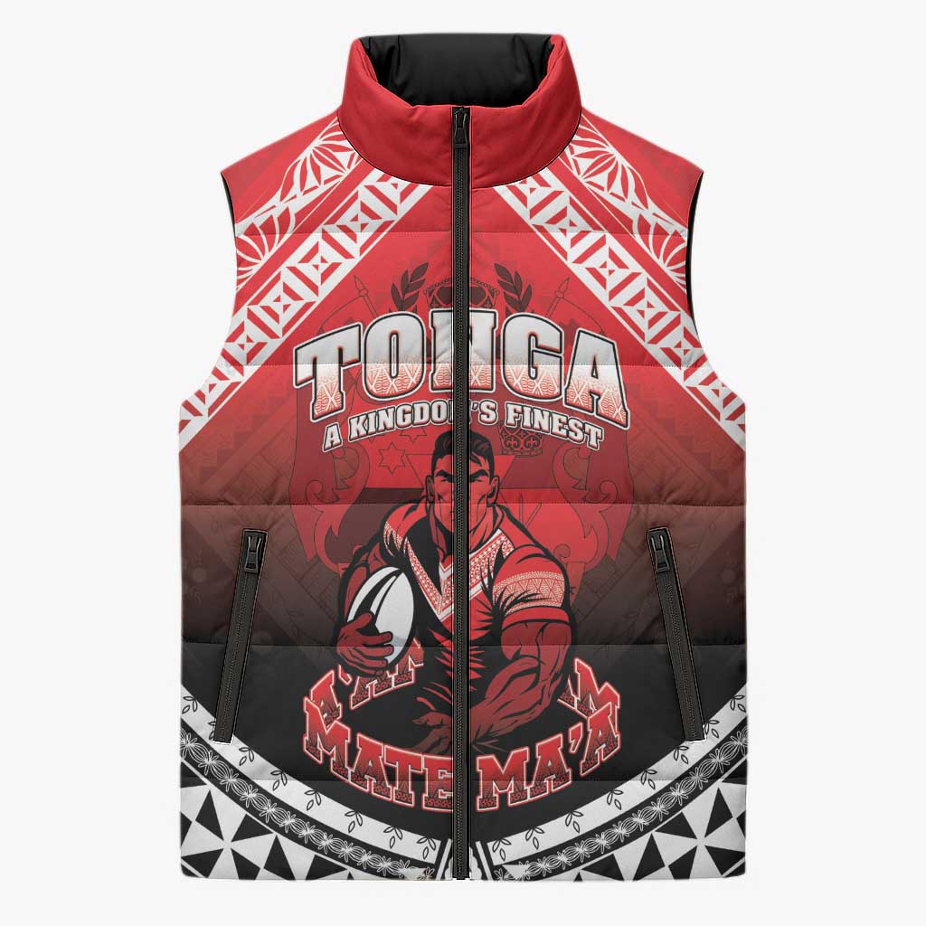 Custom Rugby Tonga MMT Sleeveless Puffer Jacket Mana O Tonga LT05 Unisex Red - Polynesian Pride