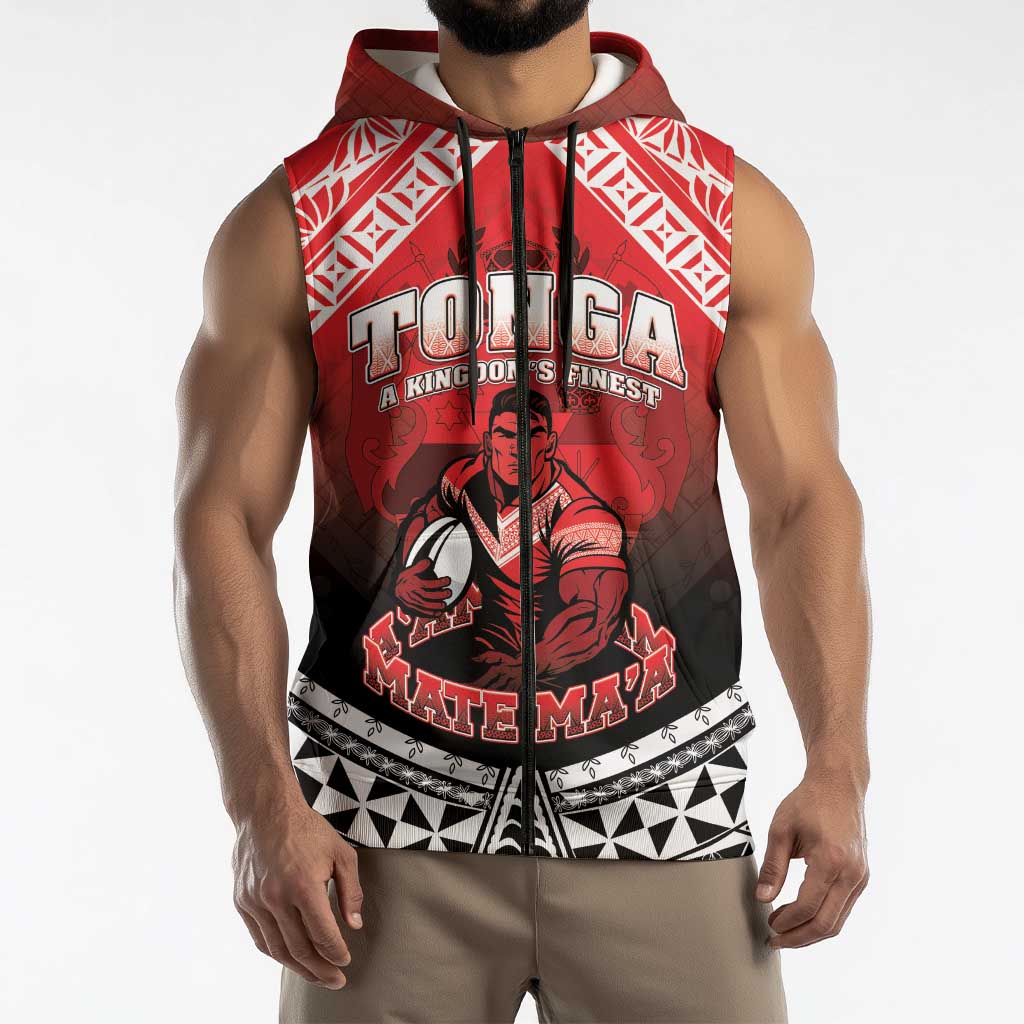 Custom Rugby Tonga MMT Sleeveless Zip Hoodie Mana O Tonga LT05 - Polynesian Pride