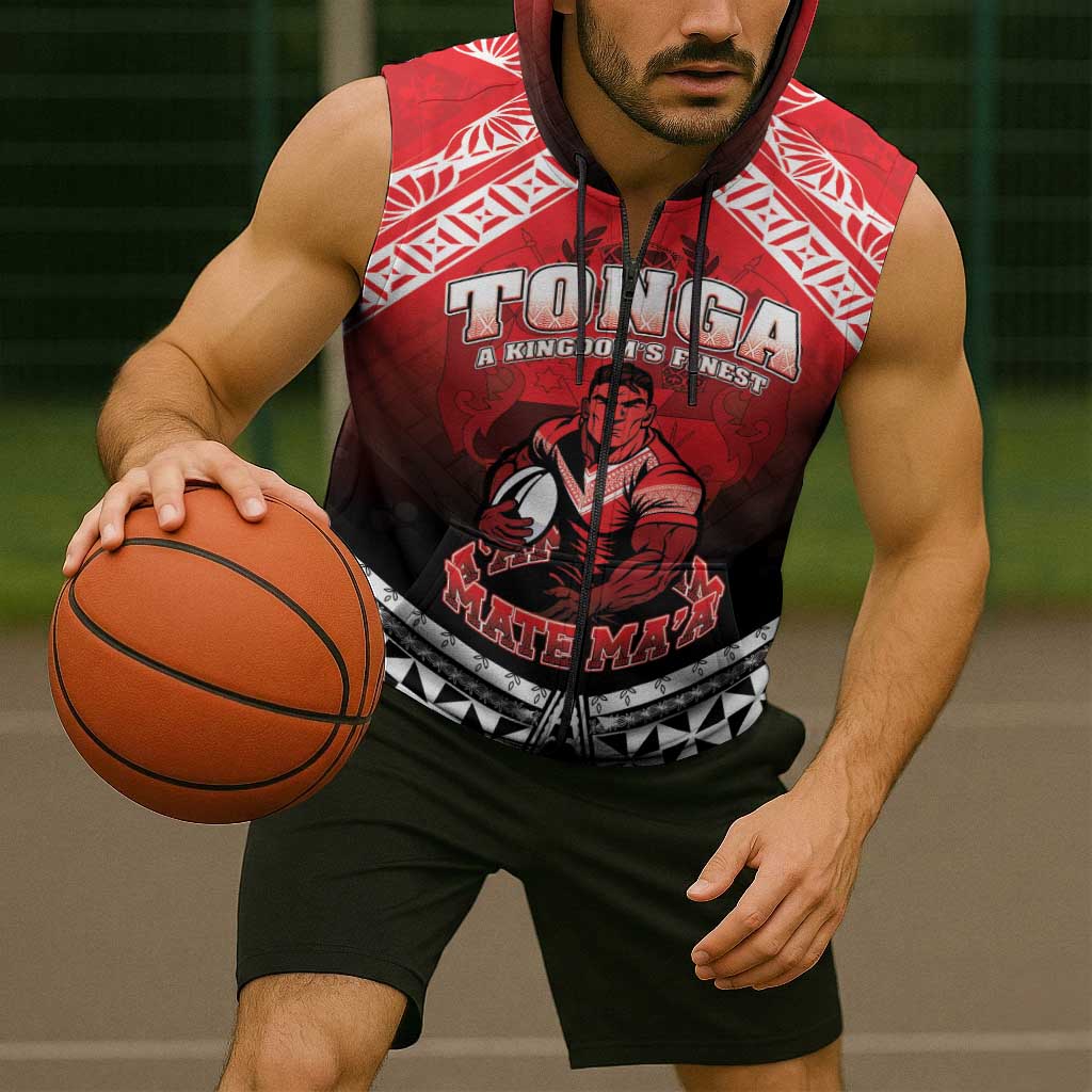 Custom Rugby Tonga MMT Sleeveless Zip Hoodie Mana O Tonga LT05 - Polynesian Pride