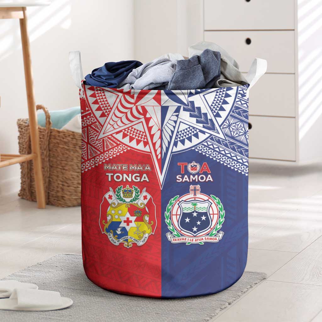 Rugby Samoa And Tonga Laundry Basket Toa Samoa With Mate Maa LT05 Multicolor - Polynesian Pride