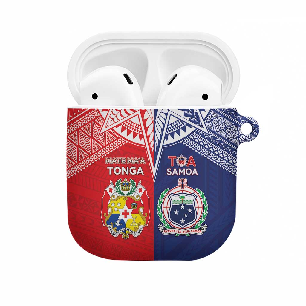 Rugby Samoa And Tonga AirPods Case Toa Samoa With Mate Maa LT05 Multicolor - Polynesian Pride