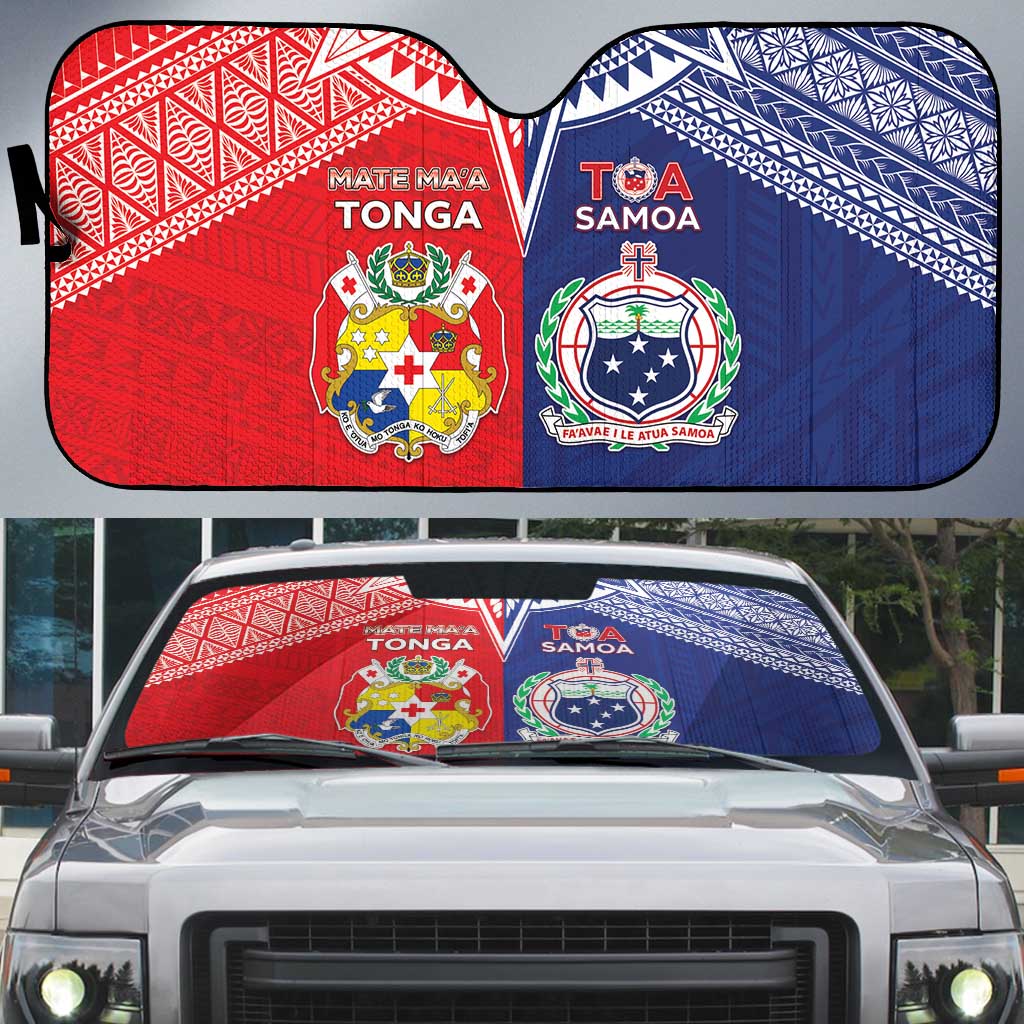 Rugby Samoa And Tonga Auto Sun Shade Toa Samoa With Mate Maa LT05 Multicolor - Polynesian Pride