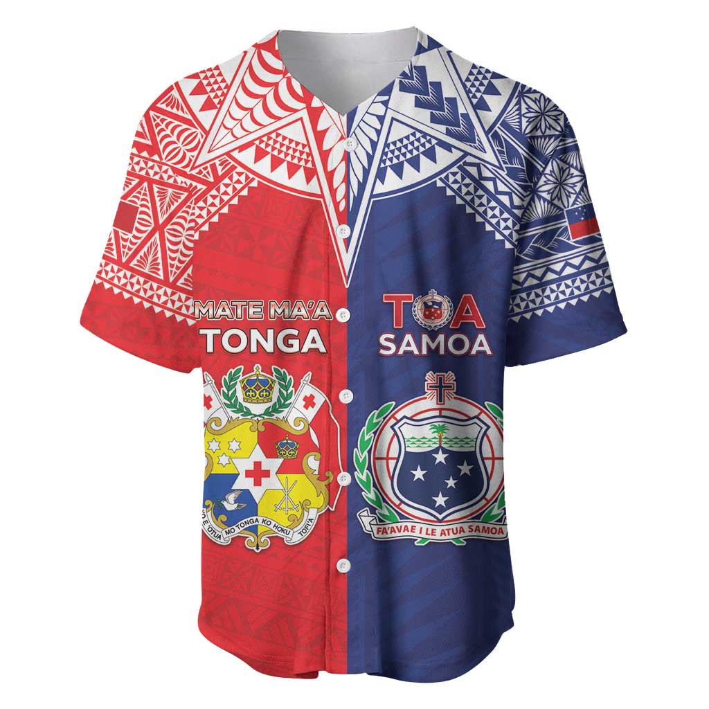 Custom Rugby Samoa And Tonga Baseball Jersey Toa Samoa With Mate Maa LT05 Multicolor - Polynesian Pride