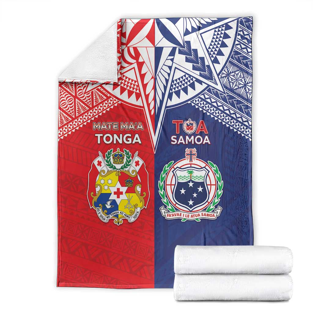 Rugby Samoa And Tonga Blanket Toa Samoa With Mate Maa LT05 - Polynesian Pride