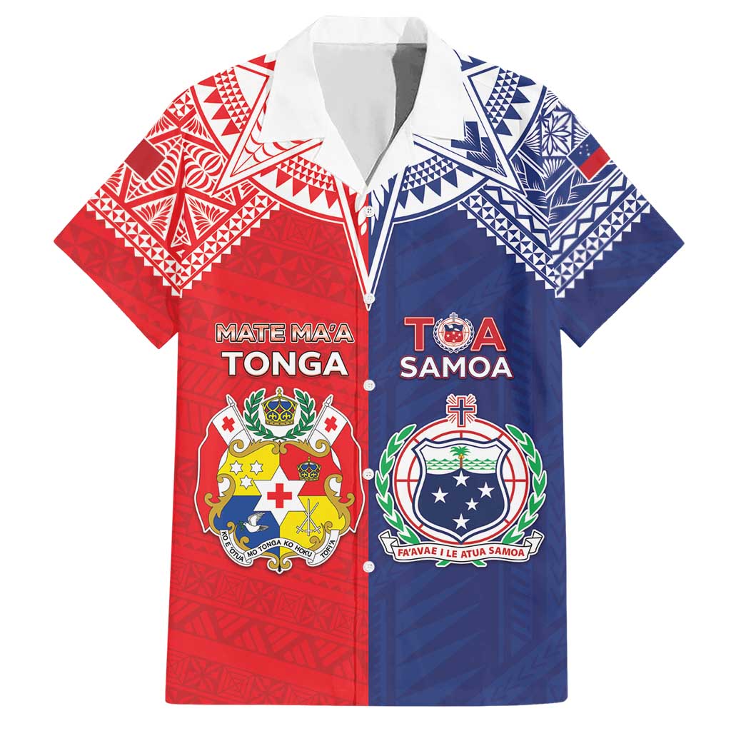 Custom Rugby Samoa And Tonga Hawaiian Shirt Toa Samoa With Mate Maa LT05 Multicolor - Polynesian Pride