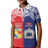 Custom Rugby Samoa And Tonga Kid Polo Shirt Toa Samoa With Mate Maa LT05 Kid Multicolor - Polynesian Pride