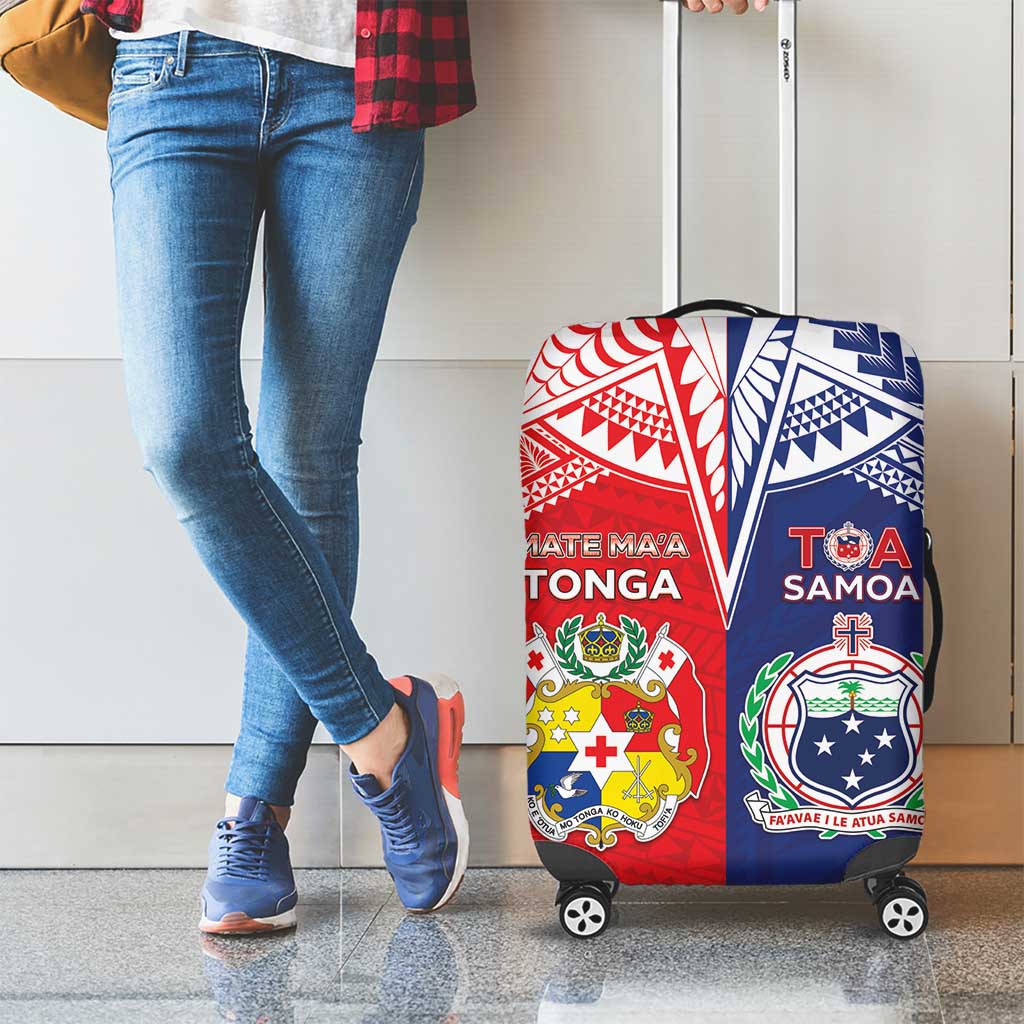 Rugby Samoa And Tonga Luggage Cover Toa Samoa With Mate Maa LT05 - Polynesian Pride