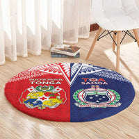 Rugby Samoa And Tonga Round Carpet Toa Samoa With Mate Maa LT05 - Polynesian Pride