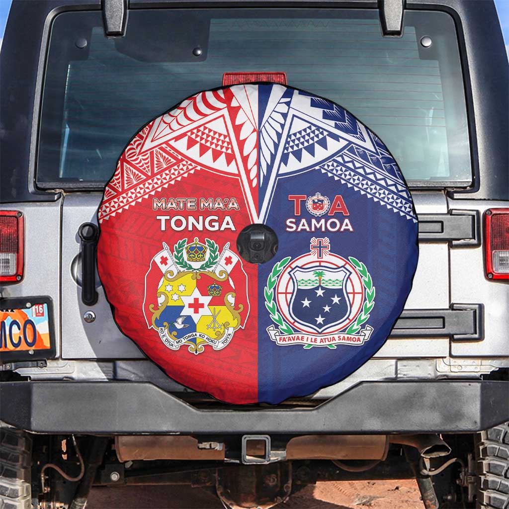 Rugby Samoa And Tonga Spare Tire Cover Toa Samoa With Mate Maa LT05 Multicolor - Polynesian Pride