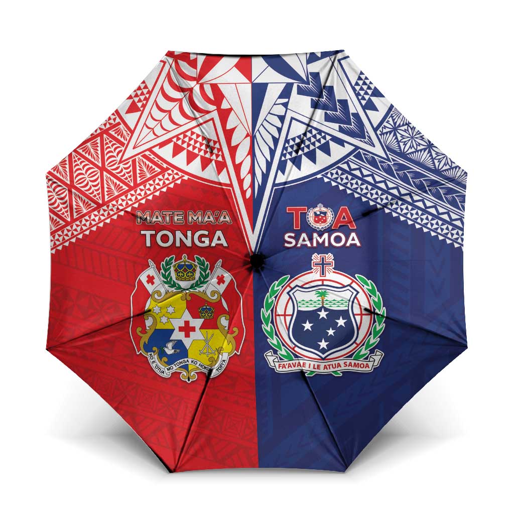 Rugby Samoa And Tonga Umbrella Toa Samoa With Mate Maa LT05 One Size Folded 11.42 inch Opened Diameter 37.4 inch Multicolor - Polynesian Pride