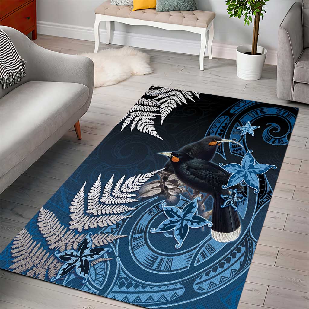 New Zealand Huia Bird Area Rug Aotearoa Maori Pattern LT05 - Polynesian Pride
