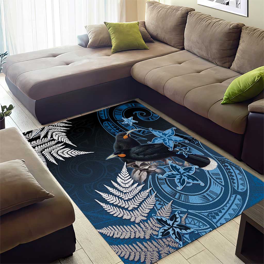 New Zealand Huia Bird Area Rug Aotearoa Maori Pattern LT05 - Polynesian Pride