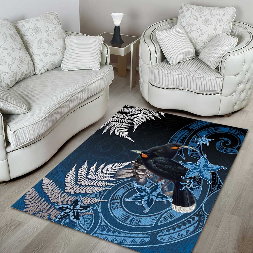 New Zealand Huia Bird Area Rug Aotearoa Maori Pattern LT05 - Polynesian Pride