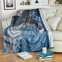 New Zealand Huia Bird Blanket Aotearoa Maori Pattern LT05 Navy - Polynesian Pride