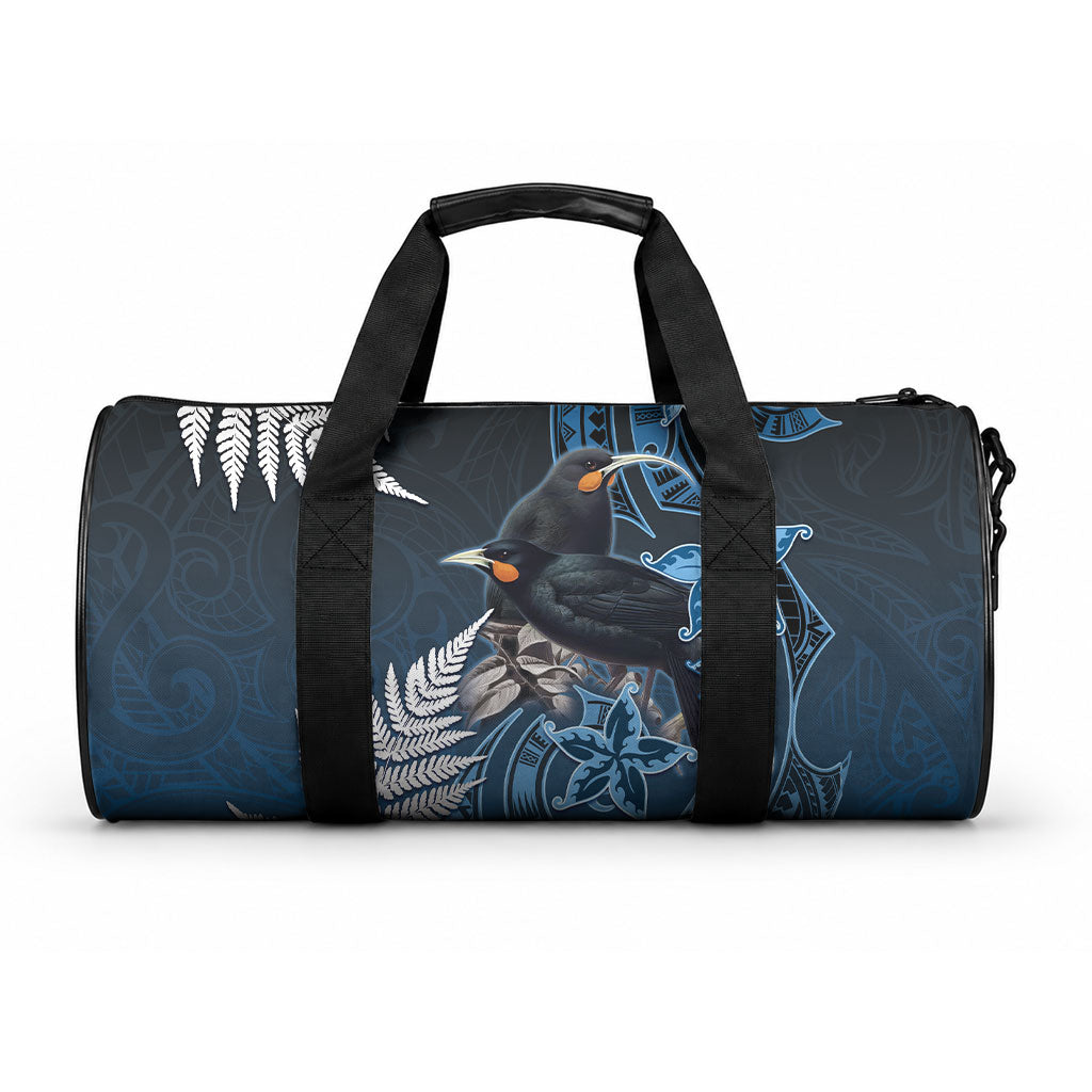 New Zealand Huia Bird Duffle Bag Aotearoa Maori Pattern LT05 One size Navy - Polynesian Pride