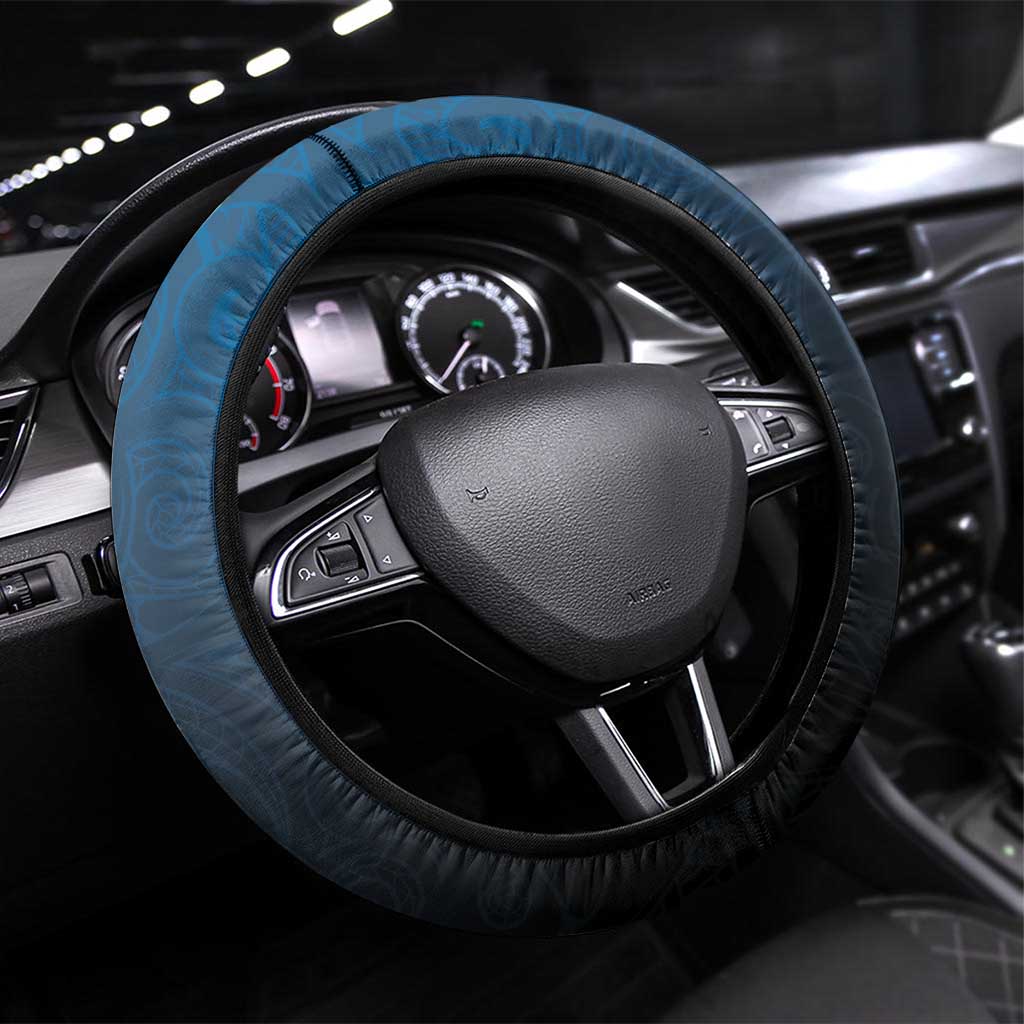 New Zealand Huia Bird Steering Wheel Cover Aotearoa Maori Pattern LT05 Universal Fit Navy - Polynesian Pride