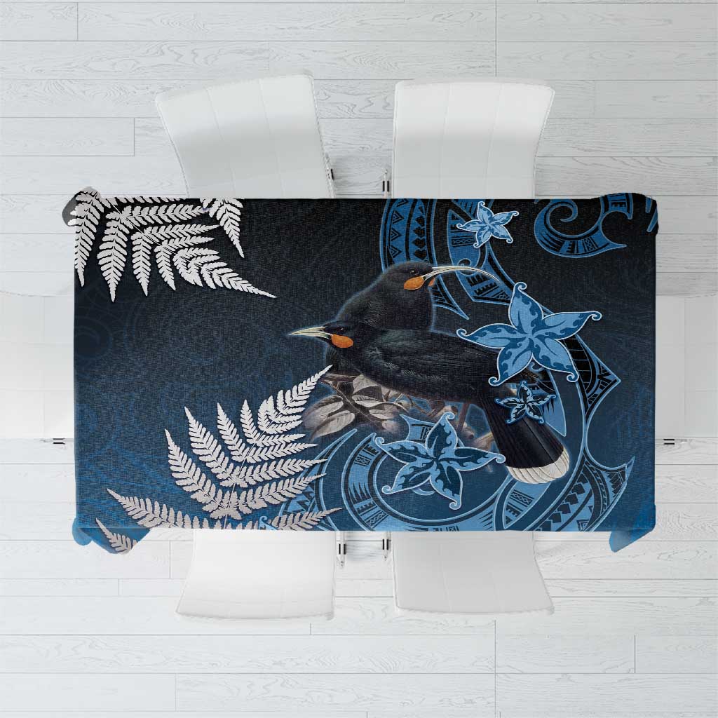 New Zealand Huia Bird Tablecloth Aotearoa Maori Pattern LT05 Navy - Polynesian Pride
