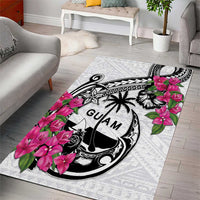 Guam Chamorro Area Rug Bougainvillea White Polynesian Tribal Pattern LT05 - Polynesian Pride