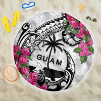Guam Chamorro Beach Blanket Bougainvillea White Polynesian Tribal Pattern LT05 One Size 150cm White - Polynesian Pride