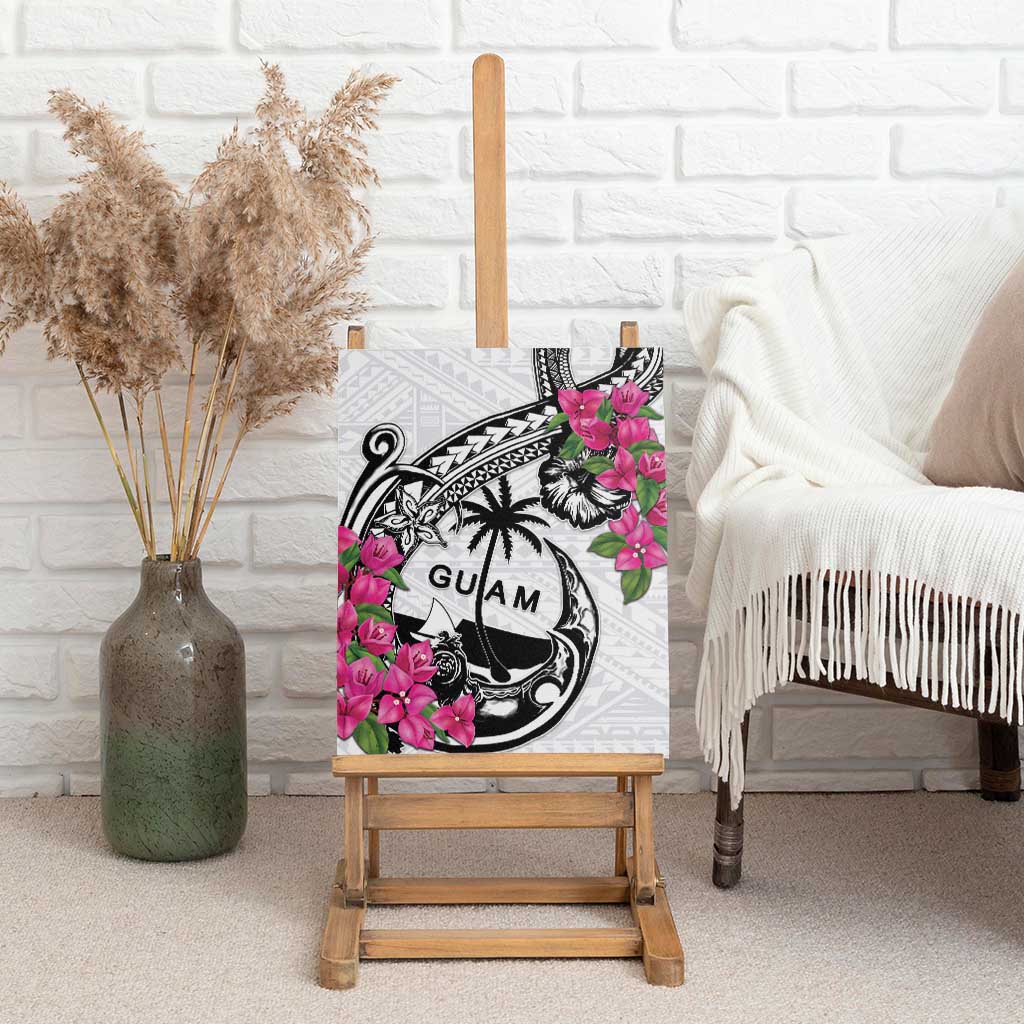 Guam Chamorro Canvas Wall Art Bougainvillea White Polynesian Tribal Pattern LT05 - Polynesian Pride